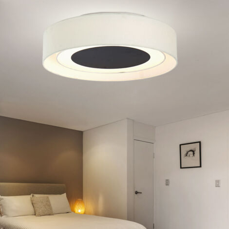 meineWunschleuchte Plafoniera tonda senza tempo con paralume in tessuto bianco 30 cm con rivestimento in raso