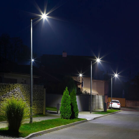 Lampione stradale Luce parcheggio Illuminazione stradale Faretto LED per esterno, grigio alluminio, 100W 8400lm 4000K bianco neutro, LxPxH 46x22x8,8cm