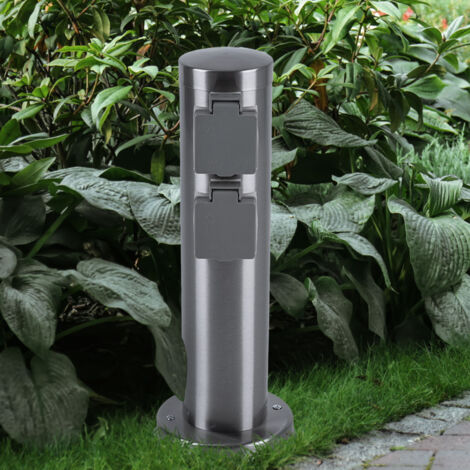 Presa Da Esterno Quadrata In Acciaio Inox Con Timer 24h E 2 Prese IP44 | Per Giardino E Installazione Permanente - 2