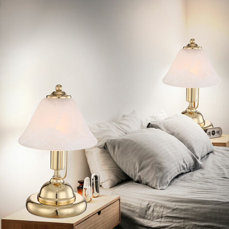 Lampada da comodino colore grigio, Lampada da scrivania con vetro bianco  per camera da letto, soggiorno