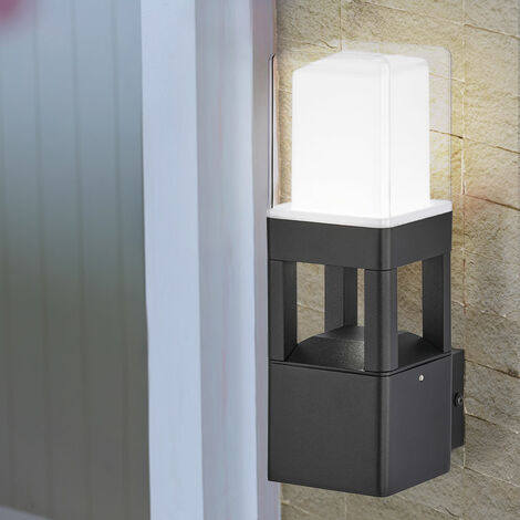 Applique a LED per esterni Luce per facciate per esterni Lampada da parete a LED nera, metallo plastica, 10W 580lm bianco caldo, LxA 8,5x26 cm, WOFI 12244 (1/5)