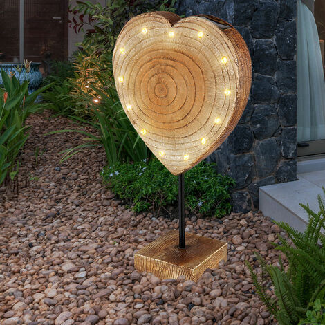 Lampada solare per esterni, illuminazione da giardino, stile casa di  campagna, a forma di cuore, marrone