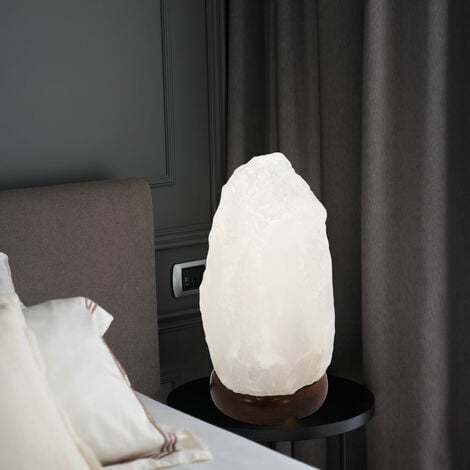 Portalampada di sale Lampada di cristallo di sale piccola lampada da  tavolo, legno marrone scuro, bianco, 1x E14, PxH 12 x 19 cm