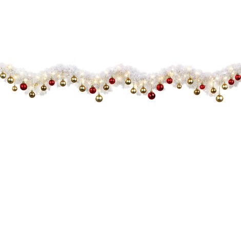 Ghirlanda Natalizia Illuminata 1.8 M Con Bacche Rosse – Abete Artificiale In PET Con Luci Led, Decorazione Per Scale E Giardini, Effetto Naturale