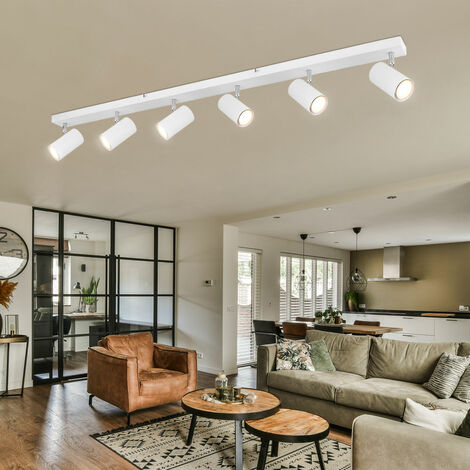 Lampada Da Soffitto LED 6 Fari Orientabili - Nero, 6xGU10, Per Soggiorno, Cucina O Camera - Foto 9