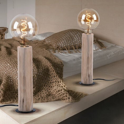Lampada soggiorno lampada da tavolo lampada in legno lampada da scrivania  vintage naturale, stile retrò, metallo