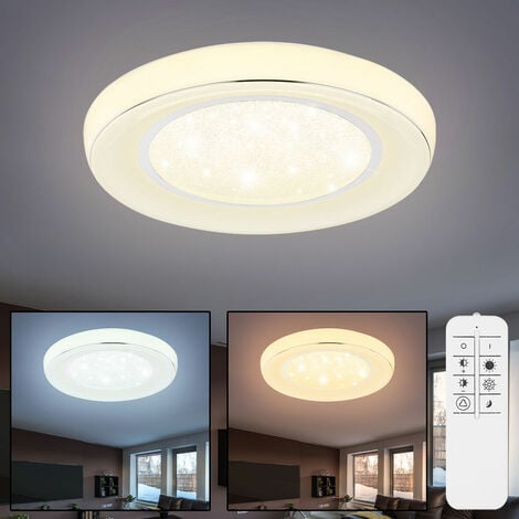 Plafoniera LED dimmerabile con telecomando Plafoniera LED soggiorno  cristallo, temperatura colore regolabile con luce notturna, 1x