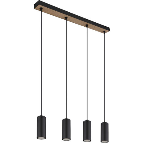 Lampada A Sospensione Aigostar - Moderno Lampadario Cilindrico Nero In Metallo | Sospensione GU10 Da 20cm Per Soffitto