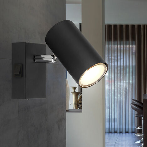 Ketom Applique da Parete Interno Moderno, GU10 Applique Camera da Letto, Faretti da Muro Orientabili, con Interruttore a Tirante, Faretto LED Interno da Parete Bianco, Senza Lampadina