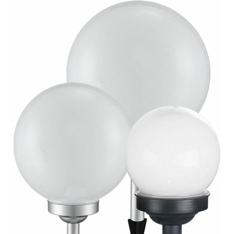 Luci solari a LED Luci da presa Decorazione da giardino Luci da esterno Sfera rotonda bianca con picchetto, IP44, batteria, plastica, bianco argento, LED, set da 3