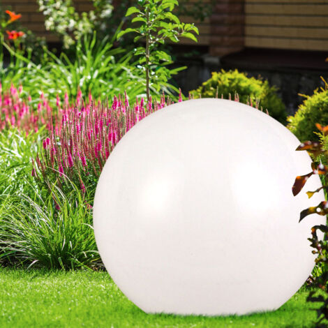 Luci solari a LED Luci da presa Decorazione da giardino Luci da esterno Sfera rotonda bianca con picchetto, IP44, batteria, plastica, bianco argento, LED, set da 3