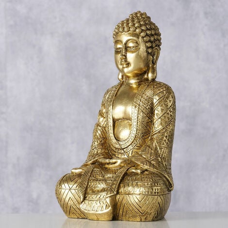 Statua di Buddha in meditazione Oro-Bianco in resina altezza 15 cm