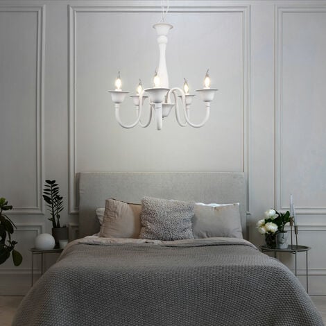 Lampadario sospensione vetro bianco con candele D.85 art.6498B moderno  contemporano salone sala da pranzo camera da letto