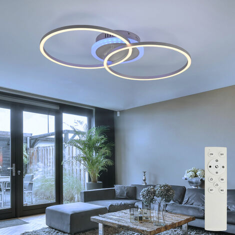 Plafoniera LED plafoniera telecomando dimmerabile con cambia colori RGB soggiorno, metallo, LED RGB 30W 3350Lm 3000K, LxPxH 60x35x8 cm (1/5)