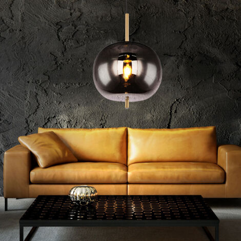 Lampadario Sospensione Moderno - MetallO Bronzo Con Sfera Vetro Opalino, Attacco G9, 120x15cm - Foto 4