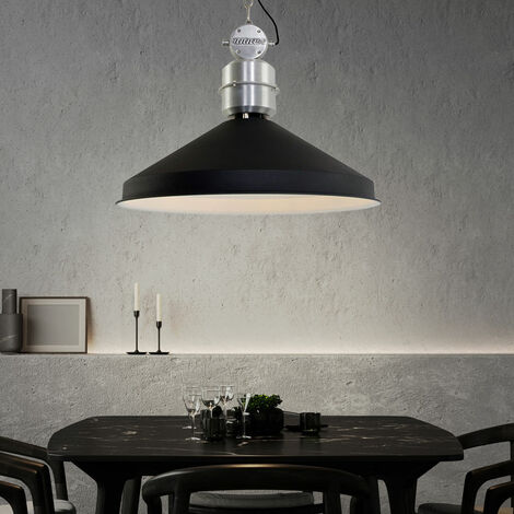 Lampada a sospensione lampada a sospensione lampada a sospensione lampada da sala da pranzo lampada da cucina, regolabile in altezza, metallo nero opaco, 1x attacco E27, DxH 56x195cm (1/5)
