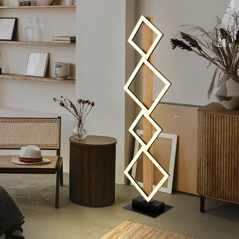 Lampada da terra moderna lampada da soggiorno nera effetto legno, lampada da terra a LED quadrati, opaco, 1x LED 35W 2280lm 3000K, LxLxA 30,7x18x103cm (1/5)