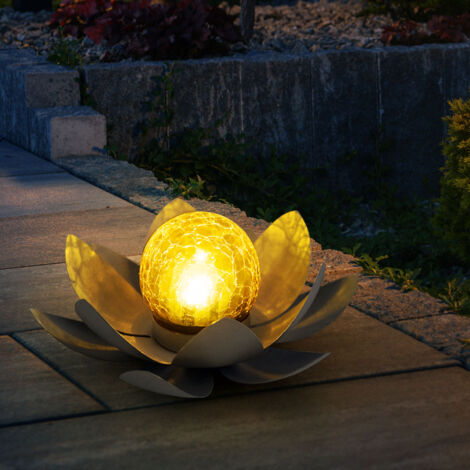 Fabuday Lanterne Solari A Forma Di Loto Con Libellula, Confezione Da 2, LED Impermeabile IP65 Per Esterno, Decorazione Da Giardino
