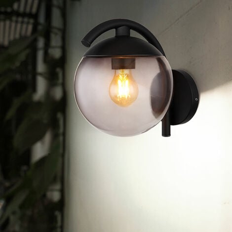 Lampada da parete applique da parete per esterni lampada da terrazza nera  sfera di vetro da