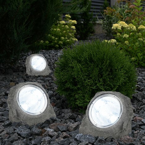 Lampada solare da esterno grigio chiaro faretto, LED batteria in pietra  resistente alle intemperie, poliresina, 4x