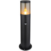 Lampada a LED da piedistallo per esterno lampada da terra rilevatore di movimento luce da esterno in acciaio inox, resistente agli spruzzi d'acqua in giardino, colore nero fumo, 1x E27 filamento LED b
