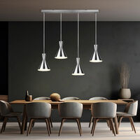 Lampada a sospensione lampada a sospensione lampada da sala da pranzo lampada da soggiorno, metallo nichel opaco, 4 lampadine E27 regolabile in altezza, H 150 cm