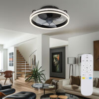 Ventilatore da soffitto lampada da soffitto soggiorno luce ventilatore da camera, metallo nero, telecomando dimmerabile CCT rotazione destra/sinistra, LED 29W 1100 Lm 2700-6500K, D 45 cm