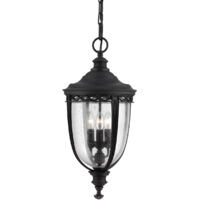Lampada da esterno lanterna catena lampada a sospensione vetro acciaio D 26,7 cm 3 fiamme nero