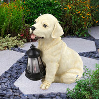 GIARDINO Esterno Cani Labrador Ornamento con Energia Solare Luce a Sfera Crackle 