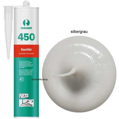 Ramsauer 450 Sanitär Silikon Fugen Dichtstoff 310ml Kartusche silbergrau