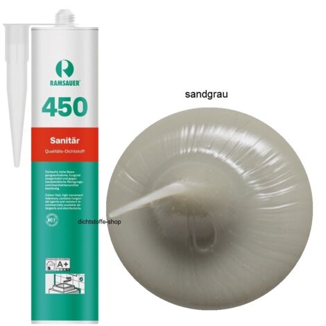 Ramsauer 450 Sanitär Silikon Fugen Dichtstoff 310ml Kartusche sandgrau