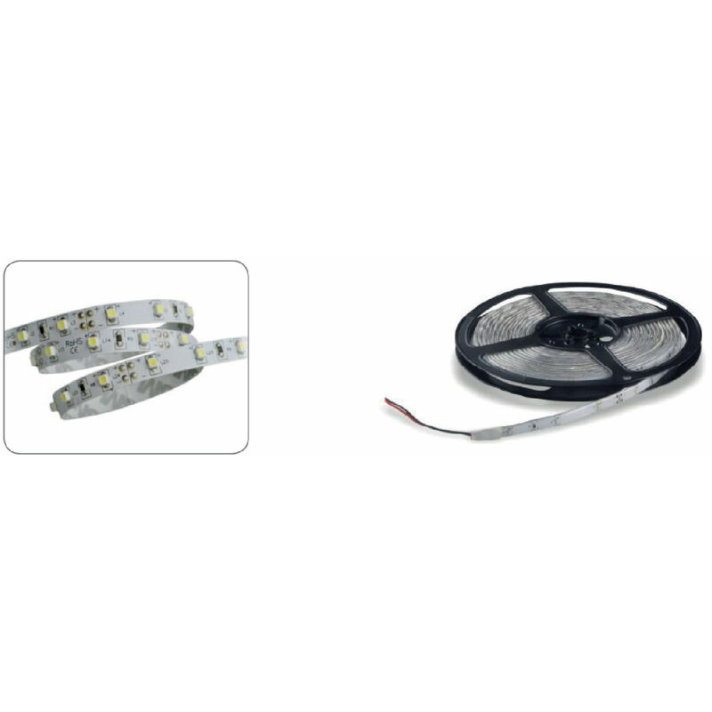 STRISCIA A 60 LED AL MT LUCE CALDA IP20 DI 5 MT BIADESIVA 24V 24W SL24LBC20