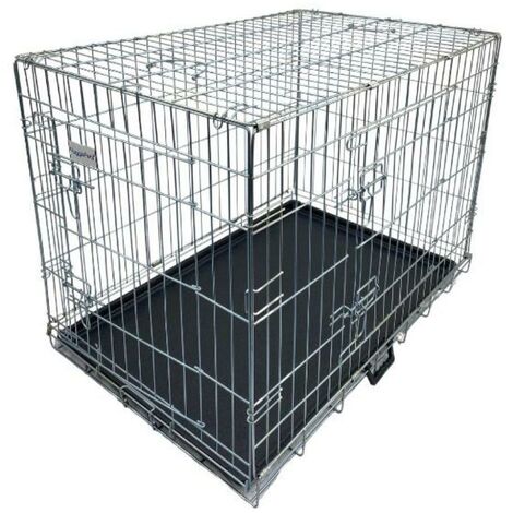 Hugglepets Dog Cage with Plastic Tray - Silver - X-Small