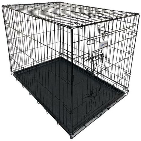 Hugglepets Dog Cage with Plastic Tray - Black - Large