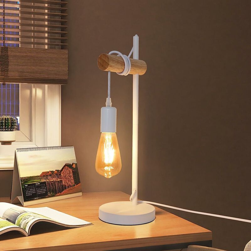 BESTA - Lampe de table en bois, E27 Lampe de Table Décorative Lampe de  Chevet Éclairage de Nuit Lumière Lampe de bureau en verre Forme de  ronde,pour chambre,table de chevet,chambre bébé 