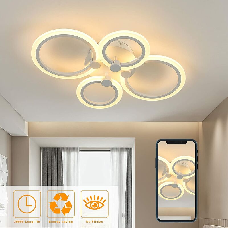 Plafonnier LED 36W Nuages Blanche Créatifs Éclairage de Plafond