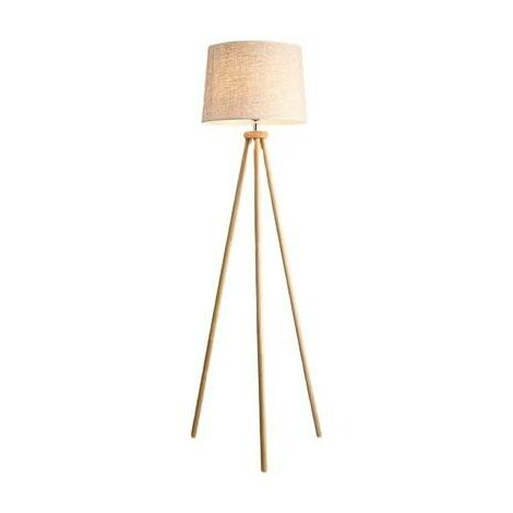 Lampadaire trépied en bois, lampadaire Led avec interrupteur à pied,  lampadaire vintage, lampadaire avec ampoule E27 et abat-jour en lin pour  salon ch