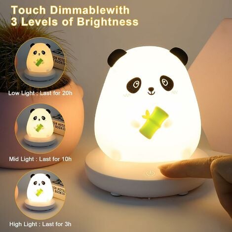 Veilleuse bébé ours sans fil touch souple LED multicolore dimmable