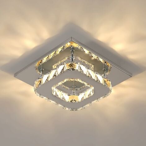 Plafonnier LED, Lustre en Cristal 12W, Carré Éclairage de Plafond Moderne  pour Chambre, Salon, Cuisine, Couloir
