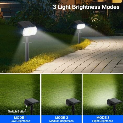 Lampe Solaire Extérieur Puissante 6 LED Spot Solaire Extérieur Etanche  IP65, Lumière Solaire 2 Modes Eclairage Extérieur Sans Fil Sécurité  Réglable