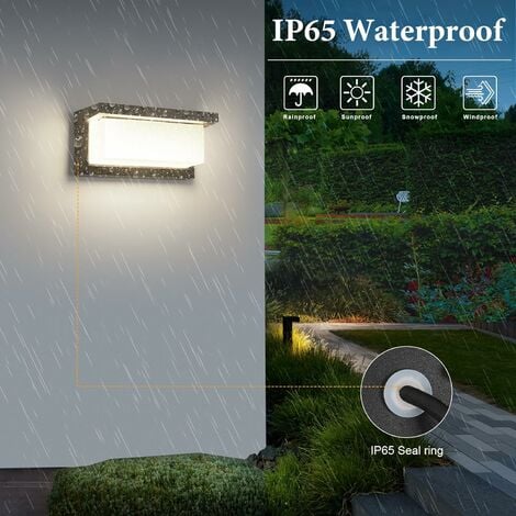 Applique Murale Exterieure 16W, Lampe Murales LED Etanche IP65, Appliques  Extérieure Imperméable carrée pour balcon terrasse de jardin, blanc froid  65