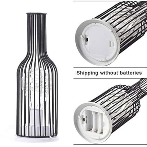 Lampe de Table Créative Bouteille de Vin Lampe de Nuit en Fil de Cuivre pour Home Restaurant Hotel Piles non Incluses Osairous Veilleuse Rétro en Fer 