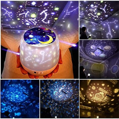 Luminaire enfant Yokuli Usb 360 ° robot projecteur led veilleuses selfie  lumière chambre atmosphère lampe de table