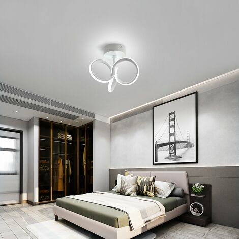 Plafonnier LED moderne rond H10cm pour chambre, noir et blanc