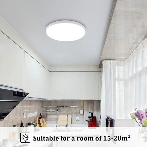 Goeco - Plafonnier LED Rond, Lampe de Plafond pour Salle de Bain , IP54  Imperméable 6500K Blanc Froid, Luminaire Plafonnier Moderne pour Salle de  Bain Chambre Cuisine Salon Balcon 24W Diamètre 30cm 