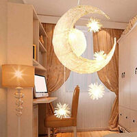 Lampe en aluminium Suspension de lune et étoiles Lustre moderne pour chambre d'enfant (Lumière blanche chaude)