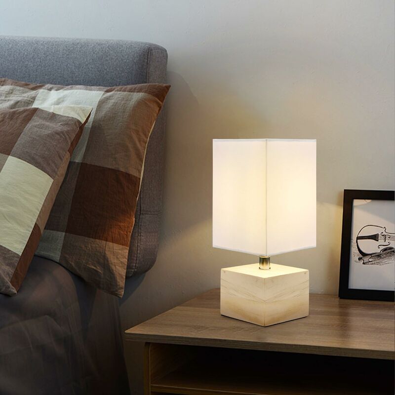 Luxus Leselampe Schlafzimmer Nachtlicht Tischlampe Beleuchtung Stoff braun Kabel 