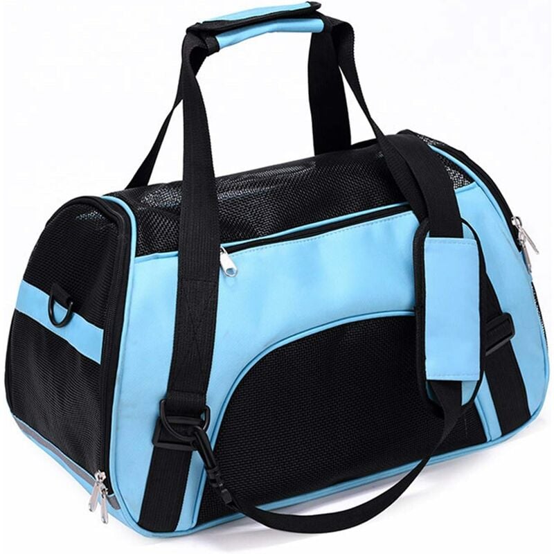 LITZEE Faltbare Transporttasche für kleine Hunde und Katzen mit  Sicherheitsreißverschluss Blassblau