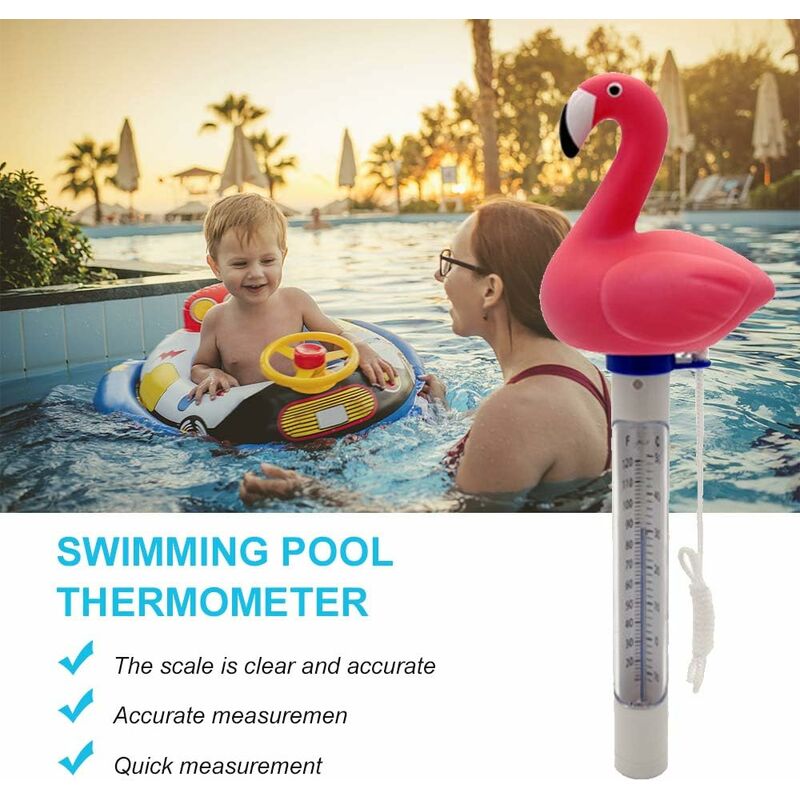 LITZEE Schwimmbad-Thermometer, Schwimmendes Teich-Wasser-Thermometer mit  Schnur, bruchsicheres Baby-Pool-Thermometer für Frei- und Hallenbäder