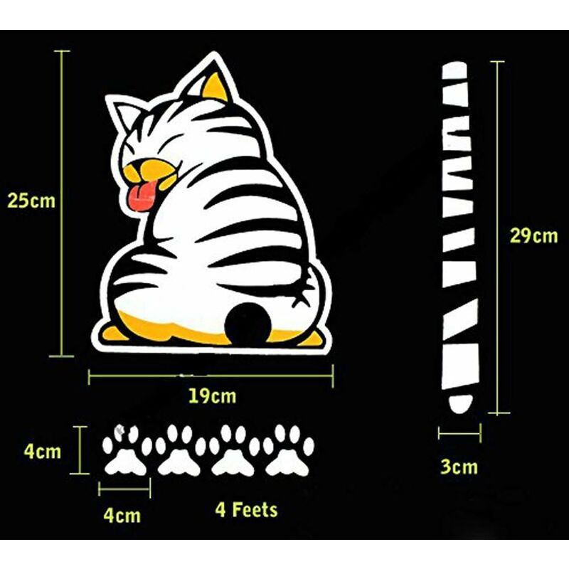 LITZEE Lustige niedliche Cartoon-Katzenform Scheibenwischer Reflektierender  Aufkleber mit seinem Schwanz im Scheibenwischer für Auto
